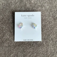 kate spade new york Mixed Stone Stud Earrings in Silver Tone/Iridescent