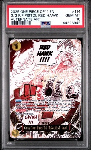 Gum-Gum Fire-Fist Pistol Red Hawk (GGFF) PSA 10 Event Manga Alt OP11-114 English