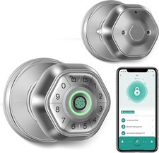 Smart Door Lock - Biometric Fingerprint Keypad Entry - Satin Nickel - NEW