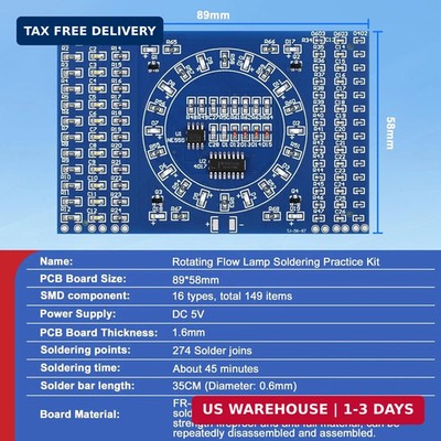 SMD Soldering Practice Kit - Build a LED Light Rotating Display