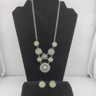 Green Beaded Disc 16 Inch Bib Necklace Earring Set By Rain — photo 6