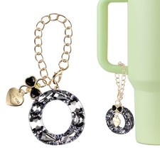 Letter Charm for Stanley Tumbler Cup, Bow Heart Initial O Letter Charm, Black