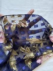 Women’s Vtg Large Oversized Scarf Shawl Navy Gold Floral Design 13 x 72 Long — photo 3