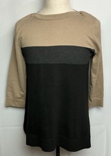 Cable  Gauge Beige  Black Women's Size L knit pullover Sweater