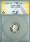 2005-S SILVER ROOSEVELT DIME ANACS PF69 DCAM (2126898)