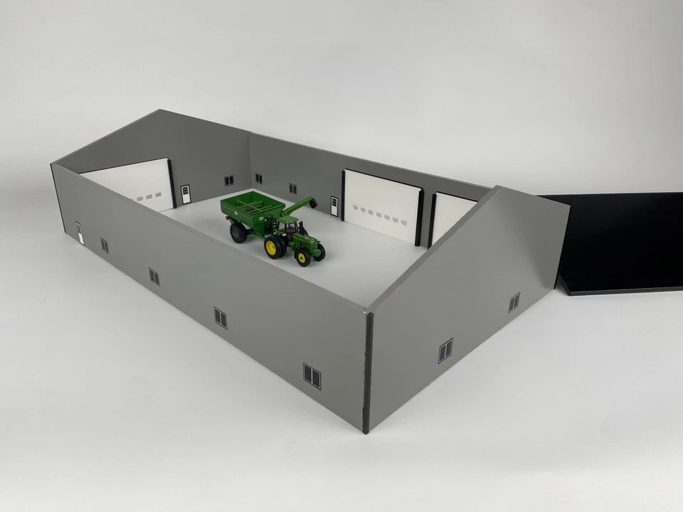 Implemento de juguete de granja personalizado escala 1/64 granero 70x120 lados gris techo negro Foto 4 de 4