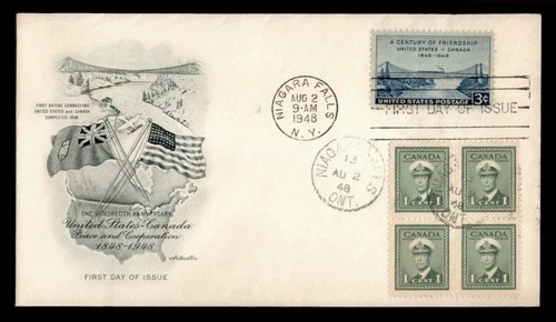 DR WHO 1948 FDC CANADA FRIENDSHIP ANIV MIXED FRANK COMBO ARTMASTER CACHET w30353