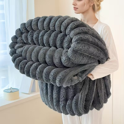 Large Faux Fur Warm Fleece Soft Sofa Bed Mink Blanket Double & King 180X200 cm