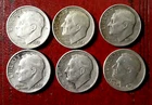 Lot of 6~ 90% Silver Roosevelt US Dimes Lot of 6 Dates Listed Circulated Cond.