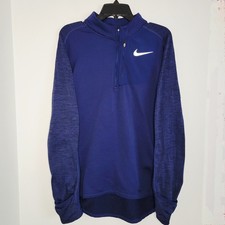 Nike Men's Dri-Fit Running 1/4 Zip Textured Blue Pullover. Size Large