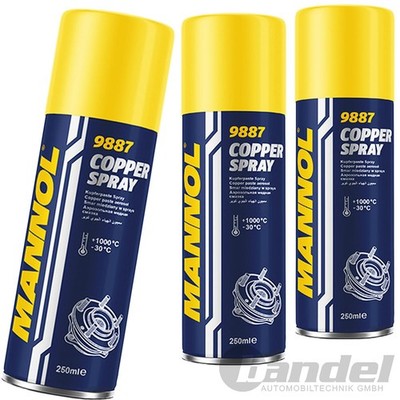 3x250 ml MANNOL 9887 COOPER KUPFER PASTE/SRAY BREMSENSPRAY BREMSENREPARATUR