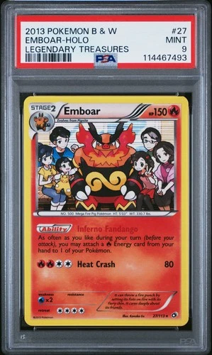 2013 POKEMON B&W LEGEND TREASURES #27 EMBOAR-HOLO PSA 9