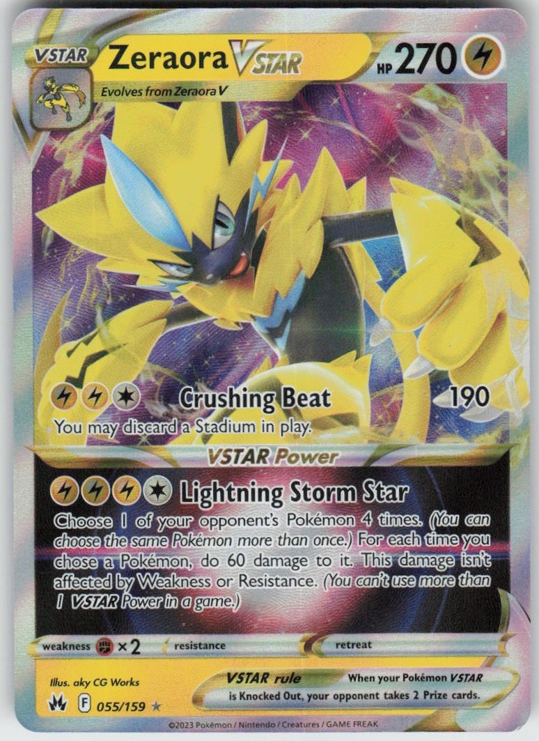 Zeraora VSTAR 055/159 VSTAR Rare Crown Zenith Near Mint