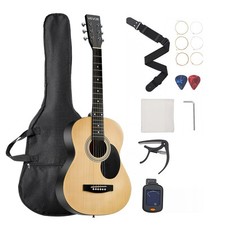 VEVOR 39" Dreadnought Acoustic Guitar Natural Beginner Bundle with Gig Bag Adult