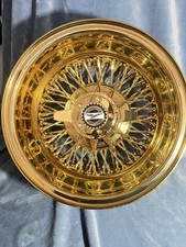 13x7 Zenith Style Reverse 72 Cross Lace All Gold Lowrider Wire Wheel Rims