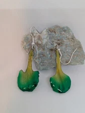 Carnation Green, Real Flower Earrings in Resin