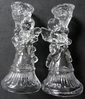 Vintage Selenium Clear Depression Glass Cherub Candlestick 6-3/4" — photo 8