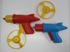 Vintage Park Plastics Flying Saucer Disc Launcher Toy Gun Lot of 2 w/ Discs