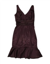 VINTAGE Womens Sheath Dress UK 12 Medium Maroon Polyester AL04