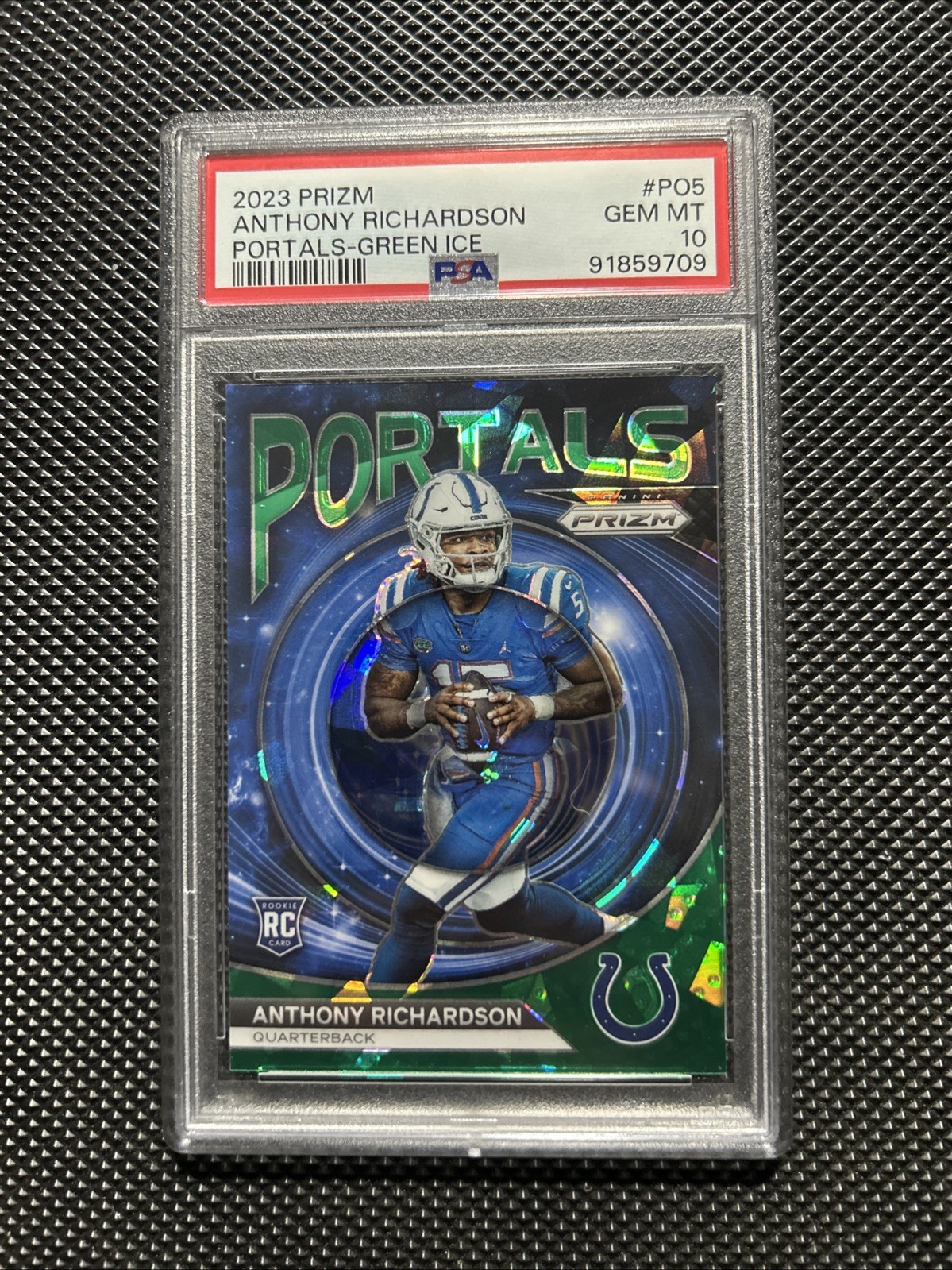 2023 Panini Prizm - Portals Anthony Richardson #PO-5 Green Ice Prizm (RC)