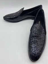 Pre-Owned Prada Black Size 38 Sparkle Loafer Flats