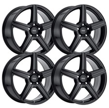 (Juego-4) Llantas Voxx Como 15x6.5 5x4.5/5x114.3 negro brillante 40 mm llantas 15 pulgadas