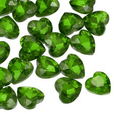 Heart Rhinestones, 12mm Pointback Glass Rhinestone, Pack of 50 Grass Green 