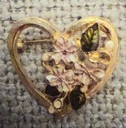 Lot of 3 Heart , Floral Brooch Pins Gold Tone Silver Tone Enamel Multicolor — photo 2