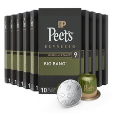 Peet's Coffee Medium Roast Espresso Capsules Compatible with Nespresso 100 Count