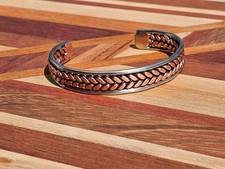 Hand Made Bracelet  opper Braid With Stainless Borders 