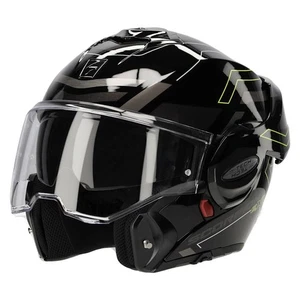 Scorpion Exo-Tech Modular Motorcycle Helmet Evo Conquer Black Yellow Flip Back