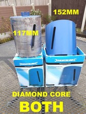 DRY  DIAMOND CORE DRILL HOLE CUTTERS X 2  152mm & 117mm  FOR MASONARY, USED.