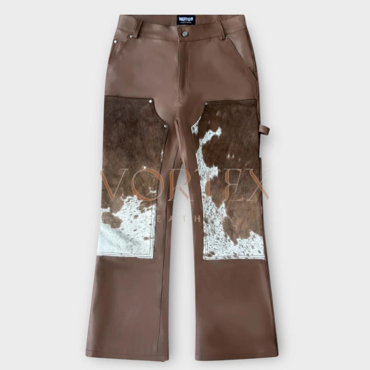 Men's Brown Hair On Western Cowhide Leather Style Leather Pant Western Pant