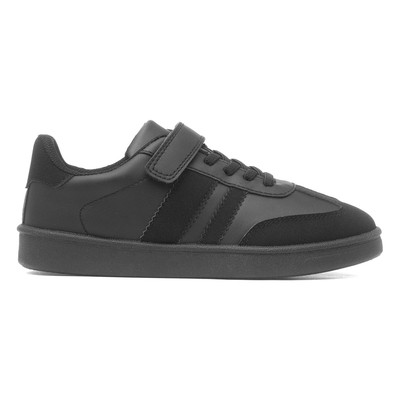 Boys Trainers Black Kids Girls Easy Fasten Bungee Laces Flat Comfy School  Timor UK