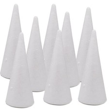 8 Pack Foam Cones Polystyrene 3.74 9.85in Christmas Crafts Wedding Decor
