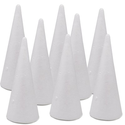 8 Pack Foam Cones Polystyrene 3.74×9.85in Christmas Crafts Wedding Decor