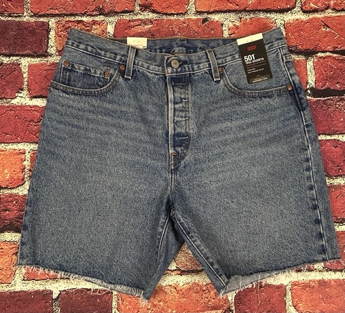 Levis Premium 501 Jean Shorts Mens 32 7” Cut-Off Denim Jorts Stretch NWT New!