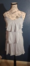 American Eagle Light Grey Ruffle Dress W Rhinestones XS