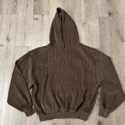 Scuffers Hoodie Mens L Brown Bodega Brown Cable Knit Embossed Velour Logo