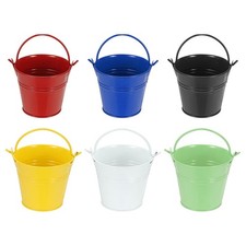 Small Metal Buckets, Mini Buckets with Handle for Party 2.7" 6Pcs 6 Colors