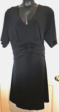 Scene By Donna Ricco Sz 2X Black Poly Blend Knit Fit Flare Dress Stretch Ruched