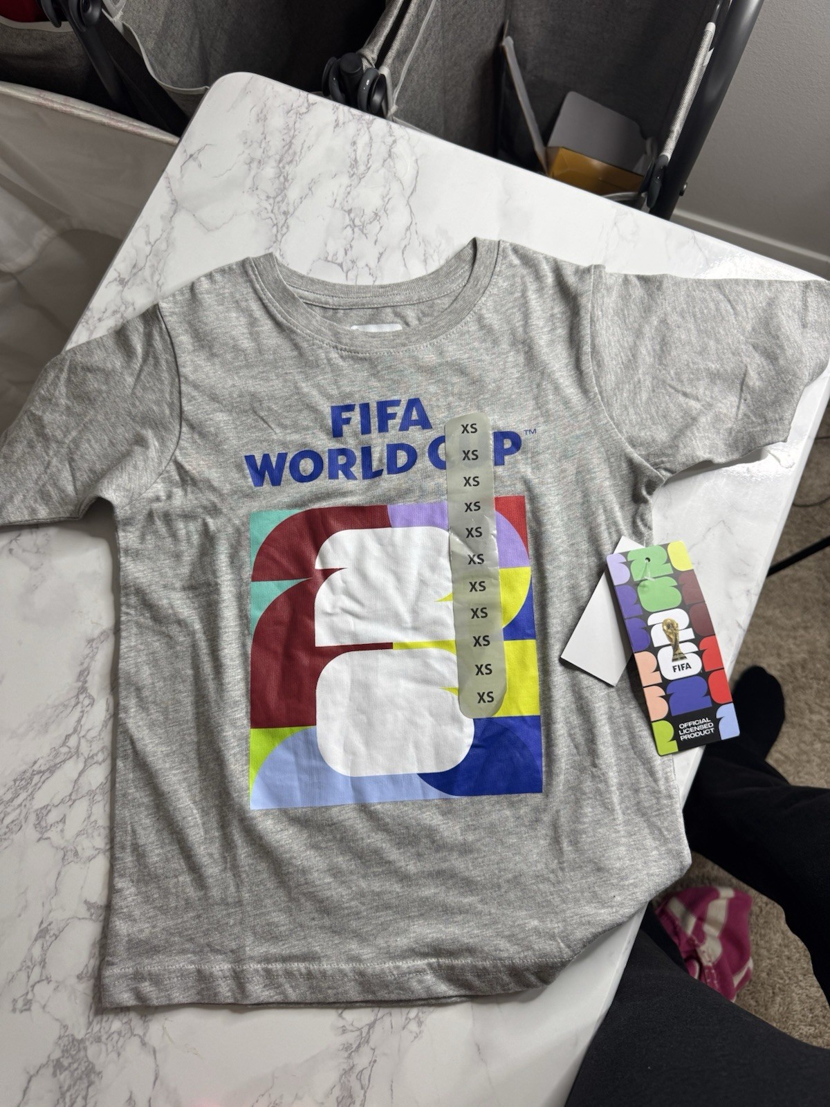 Canada Mexico USA FIFA World Cup Officially Licensed Soccer Shirt, XS, Gray