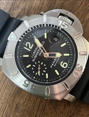 Panerai Luminor Submersible 47mm 2500m Auto Black Dial Rubber Strap, papers, box