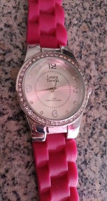 Laura Torelli Armbanduhr Farbe Silber Pink Glitzer Kristallsteine