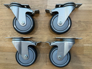 Blickle x FATH 4" (100mm) Double Locking Swivel Casters for T-slot 4040 4545 etc