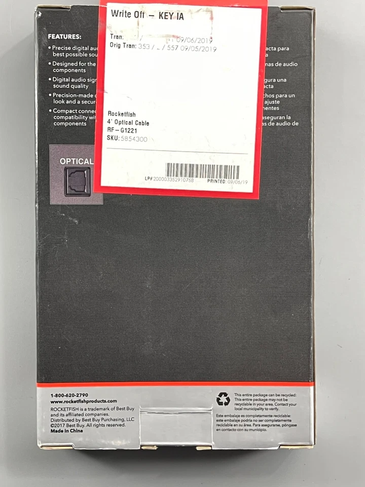 Rocketfish 4ft Toslink Optical Audio Cable for surround sound TV Cable soundbar - Image 2 of 2