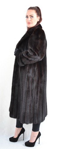 US4982 REAL MINK FUR COAT RANCH MINK FULL LENGTH SIZE L - NERZMANTEL PELLICCIA - Picture 13 of 24