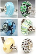 NEW 925 Silver Murano Glass Lampwork Swirl Abstract Charm European Bracelet Bead