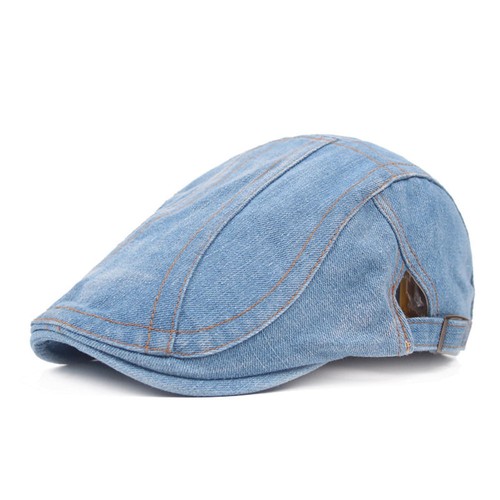 Men Denim Peaked Ivy Flat Golf Cap Golf Driving Outdoor Cabbie Newsboy Beret Hat - Photo 5/15