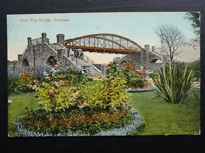 Wales Glamorgan Schwanensee neue Schiffsbrücke um 1918 Postkarte von Valentine